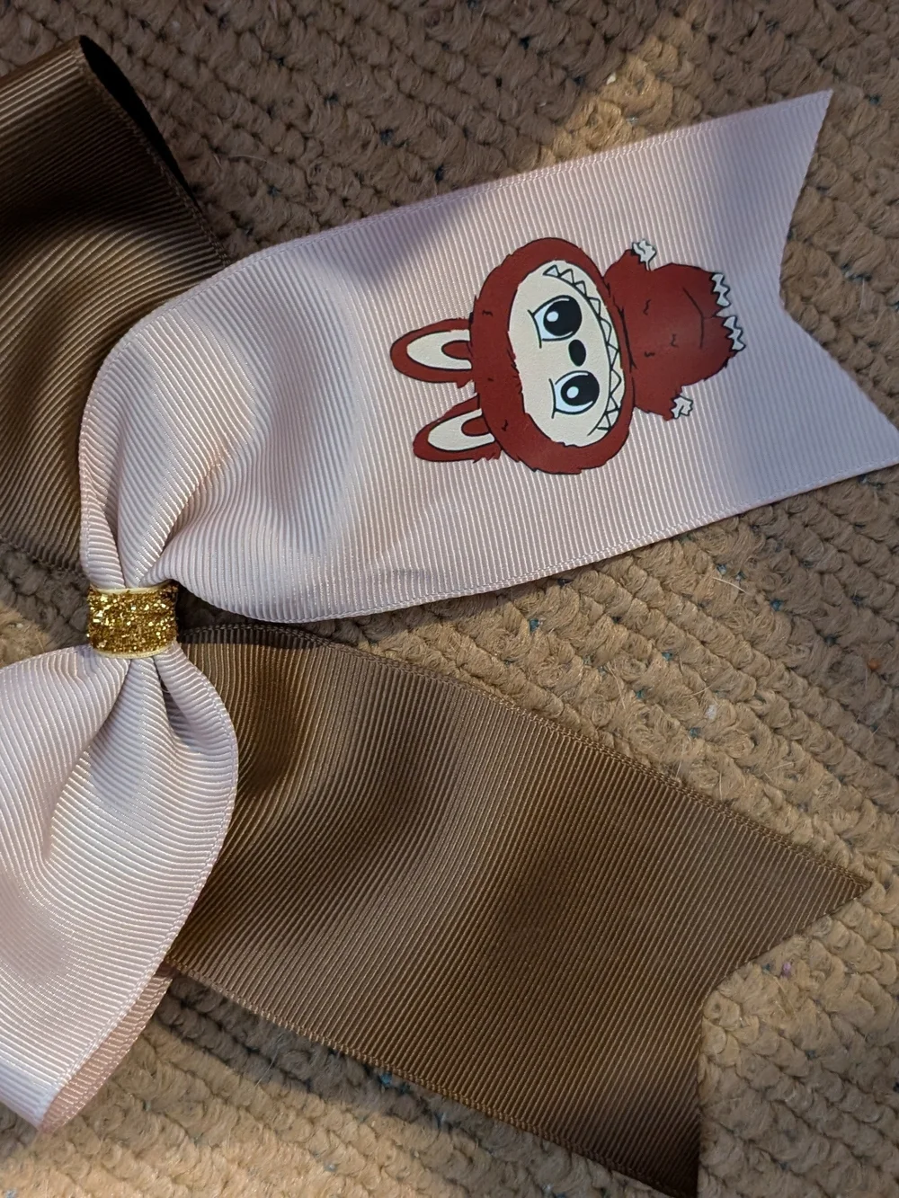 Kids Pink and Brown Character Hair Bow